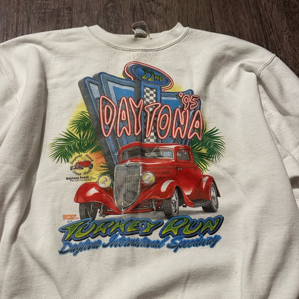 Men's Daytona Turkey Run Crewneck Sweater - Hot Rod Car Show